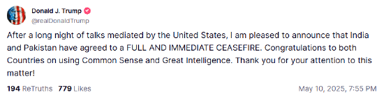 镕盛配资 特朗普：印度和巴基斯坦已经同意立即全面停火
